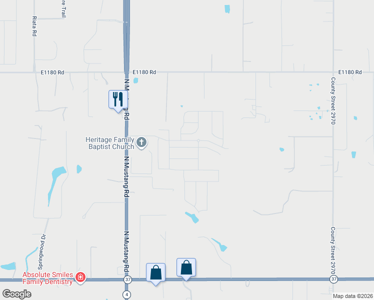 map of restaurants, bars, coffee shops, grocery stores, and more near 5123 Hughes Drive in Tuttle