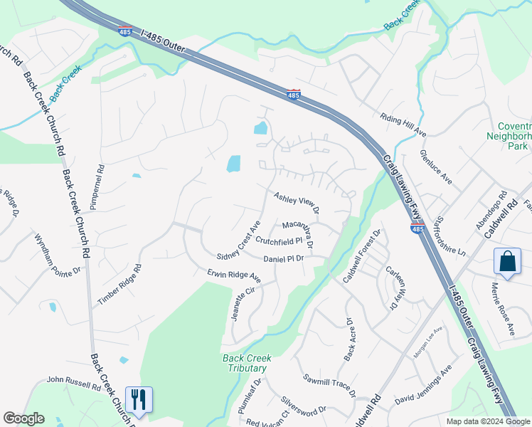 map of restaurants, bars, coffee shops, grocery stores, and more near 11331 Sidney Crest Avenue in Charlotte