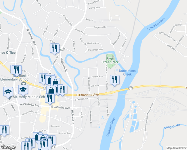 map of restaurants, bars, coffee shops, grocery stores, and more near 519 Herms Avenue in Mount Holly
