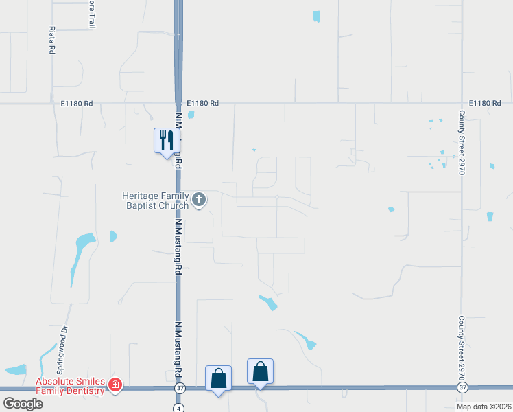 map of restaurants, bars, coffee shops, grocery stores, and more near 5123 Hughes Drive in Tuttle