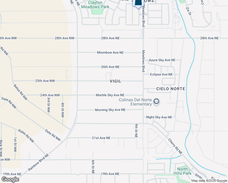 map of restaurants, bars, coffee shops, grocery stores, and more near 800 Marble Sky Avenue Northeast in Rio Rancho