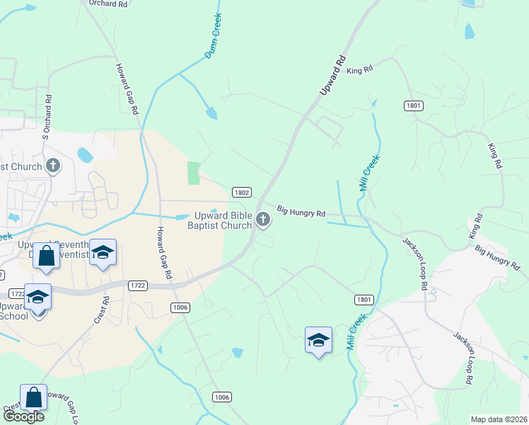 map of restaurants, bars, coffee shops, grocery stores, and more near 1138 Upward Road in Flat Rock
