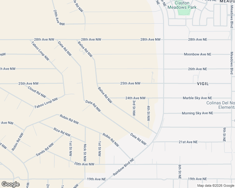 map of restaurants, bars, coffee shops, grocery stores, and more near 25th Avenue Northwest in Rio Rancho