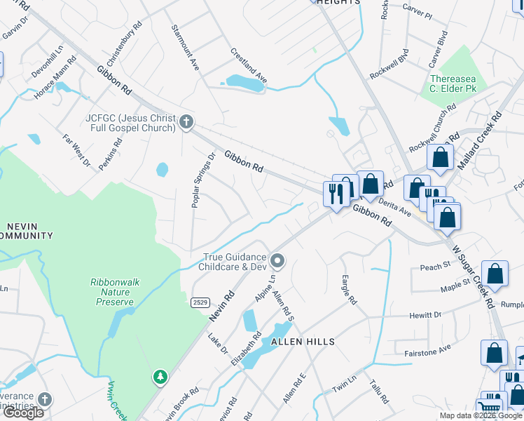 map of restaurants, bars, coffee shops, grocery stores, and more near 3306 Stephens Farm Lane in Charlotte