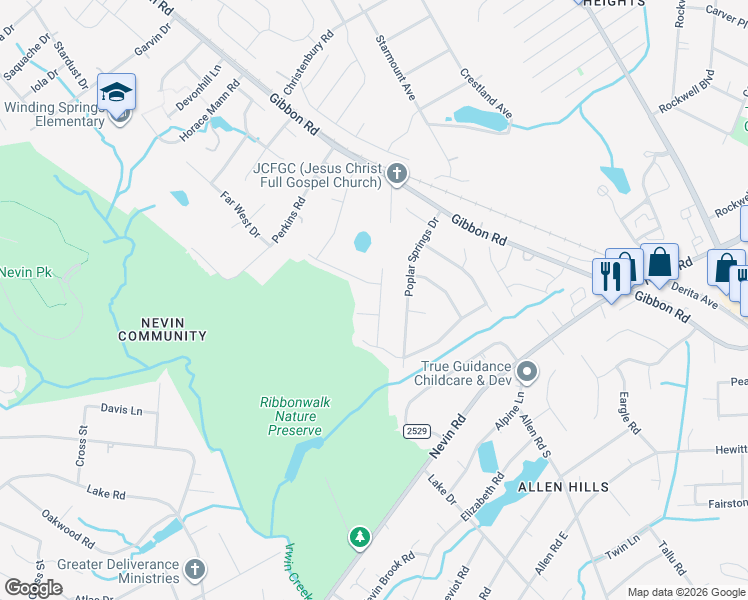 map of restaurants, bars, coffee shops, grocery stores, and more near 4210 John Dale Lane in Charlotte