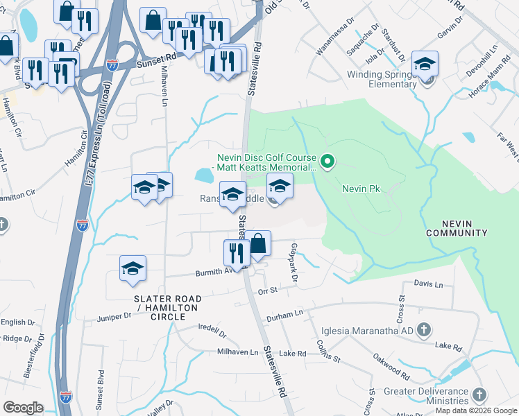 map of restaurants, bars, coffee shops, grocery stores, and more near 600 Statesville Road in Charlotte