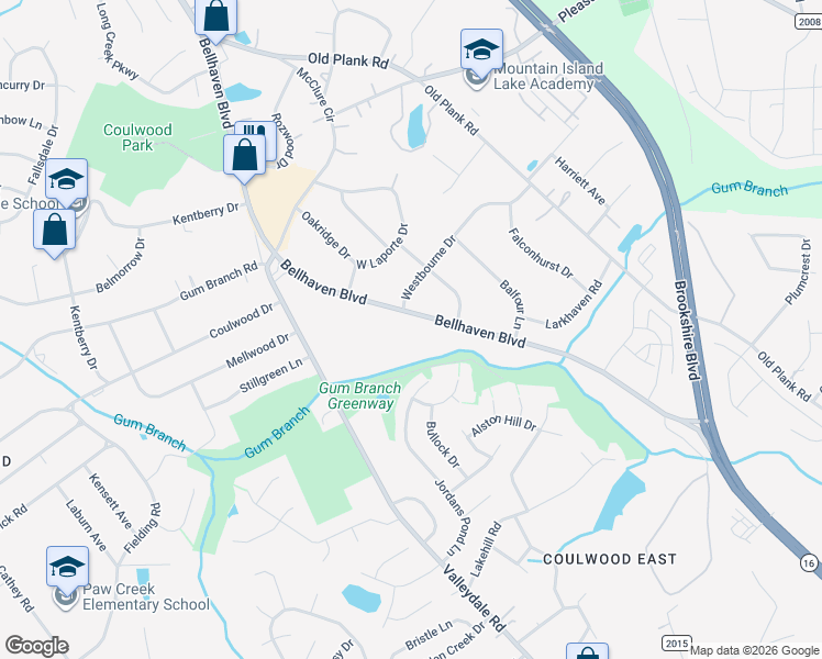 map of restaurants, bars, coffee shops, grocery stores, and more near 7830 Bellhaven Boulevard in Charlotte