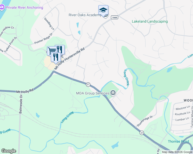 map of restaurants, bars, coffee shops, grocery stores, and more near 615 Sentinel Oak Lane in Charlotte