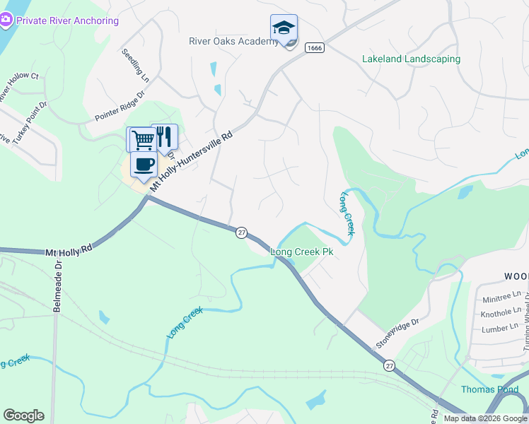 map of restaurants, bars, coffee shops, grocery stores, and more near 615 Sentinel Oak Lane in Charlotte