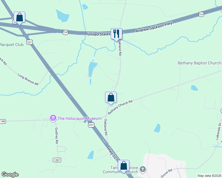 map of restaurants, bars, coffee shops, grocery stores, and more near 2252 Oakland Road in Forest City