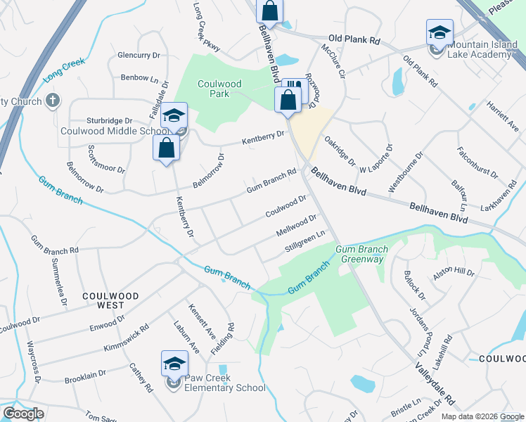 map of restaurants, bars, coffee shops, grocery stores, and more near 168 Coulwood Drive in Charlotte