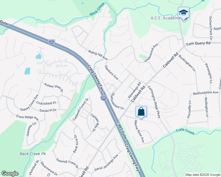 map of restaurants, bars, coffee shops, grocery stores, and more near 3524 Draycott Avenue in Charlotte