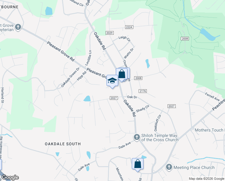 map of restaurants, bars, coffee shops, grocery stores, and more near 1825 Oakdale Road in Charlotte