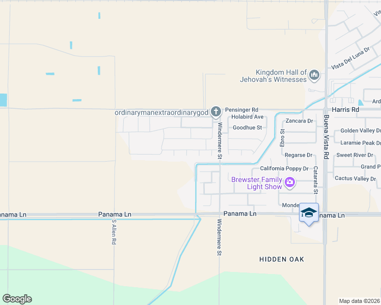 map of restaurants, bars, coffee shops, grocery stores, and more near 6002 Herzon Court in Bakersfield