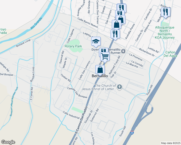 map of restaurants, bars, coffee shops, grocery stores, and more near 1036 Placitas in Rio Rancho