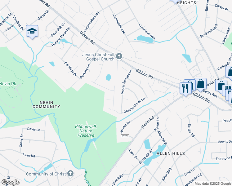 map of restaurants, bars, coffee shops, grocery stores, and more near 4210 John Dale Lane in Charlotte