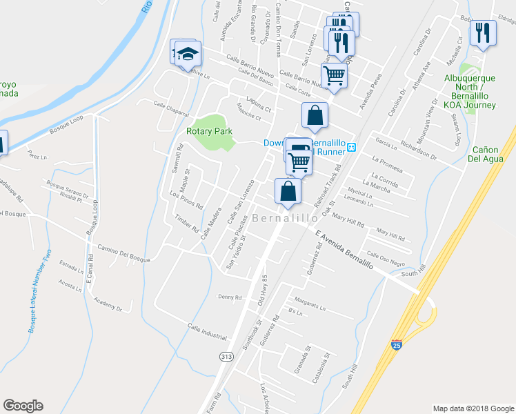 map of restaurants, bars, coffee shops, grocery stores, and more near 159 West Avenida Bernalillo in Bernalillo