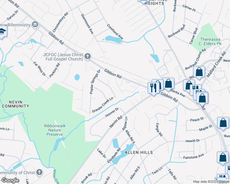 map of restaurants, bars, coffee shops, grocery stores, and more near 3306 Stephens Farm Lane in Charlotte