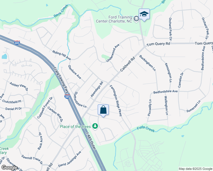 map of restaurants, bars, coffee shops, grocery stores, and more near 13850 Caldwell Road in Charlotte