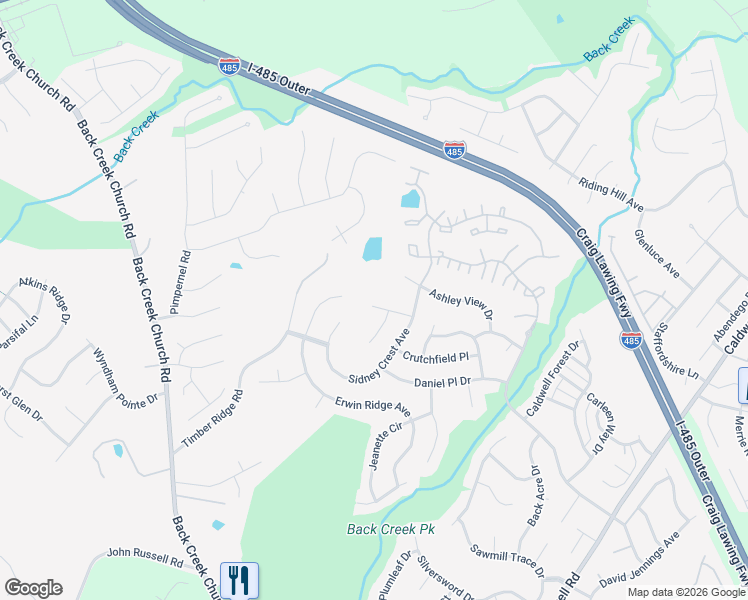 map of restaurants, bars, coffee shops, grocery stores, and more near 3211 Erwin Trace Drive in Charlotte