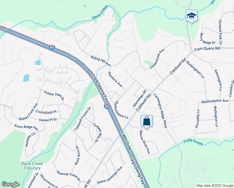 map of restaurants, bars, coffee shops, grocery stores, and more near 3524 Draycott Avenue in Charlotte