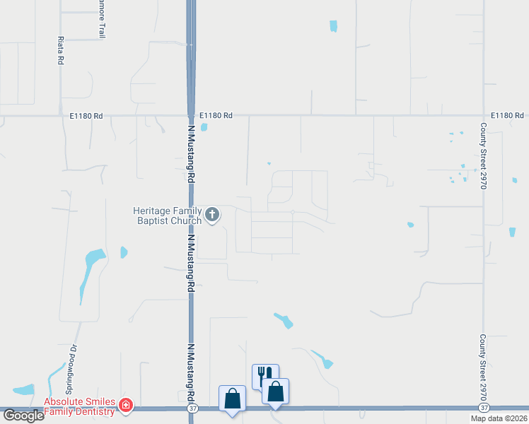 map of restaurants, bars, coffee shops, grocery stores, and more near Hollow Brook Drive in Tuttle