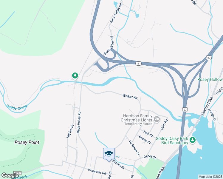 map of restaurants, bars, coffee shops, grocery stores, and more near 11769 Walker Road in Soddy-Daisy