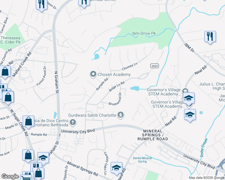 map of restaurants, bars, coffee shops, grocery stores, and more near in Charlotte