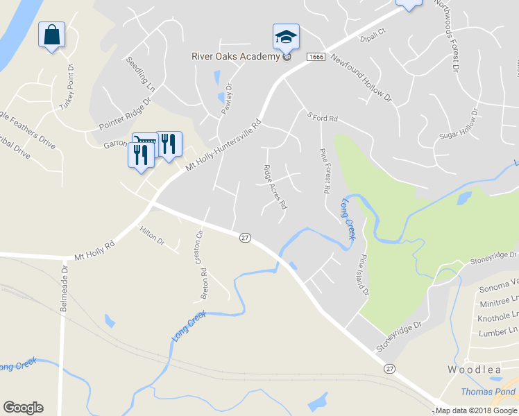 map of restaurants, bars, coffee shops, grocery stores, and more near 615 Sentinel Oak Lane in Charlotte