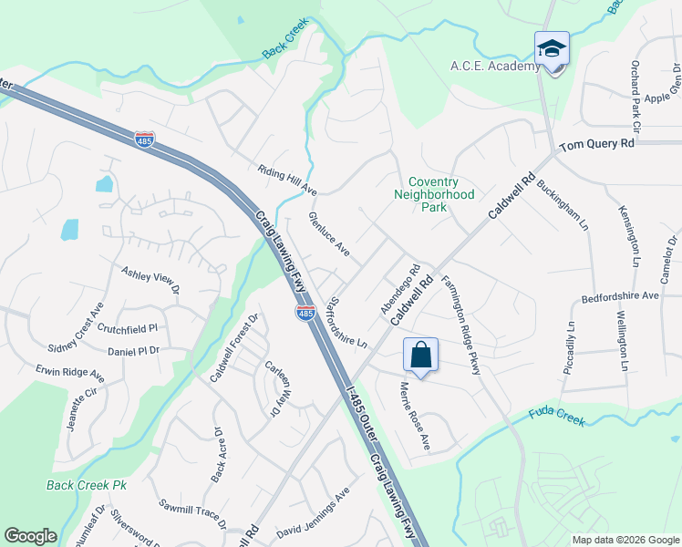 map of restaurants, bars, coffee shops, grocery stores, and more near 3524 Draycott Avenue in Charlotte