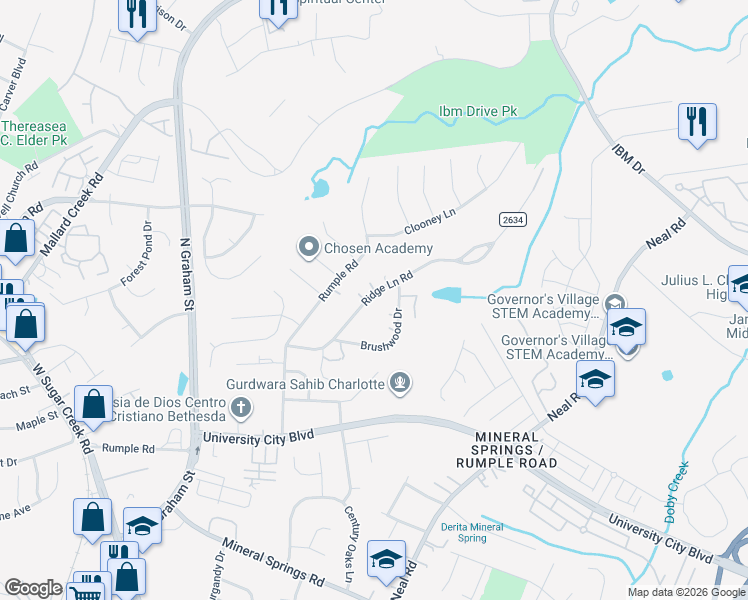 map of restaurants, bars, coffee shops, grocery stores, and more near in Charlotte