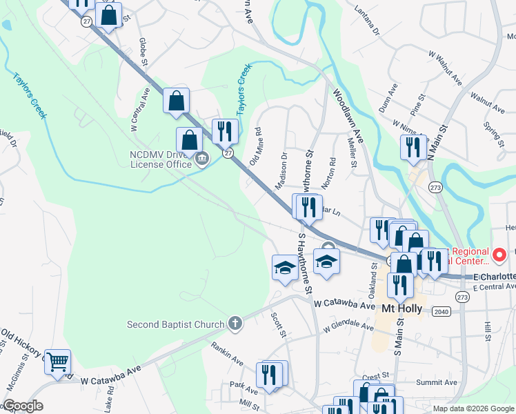 map of restaurants, bars, coffee shops, grocery stores, and more near 110 Hilltop Street in Mount Holly