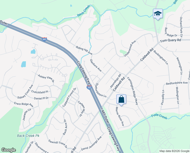 map of restaurants, bars, coffee shops, grocery stores, and more near 3524 Draycott Avenue in Charlotte