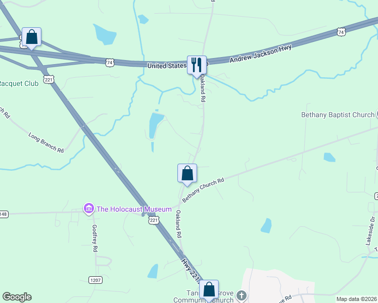 map of restaurants, bars, coffee shops, grocery stores, and more near 2252 Oakland Road in Forest City