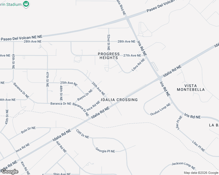 map of restaurants, bars, coffee shops, grocery stores, and more near 2605 Inca Road Northeast in Rio Rancho