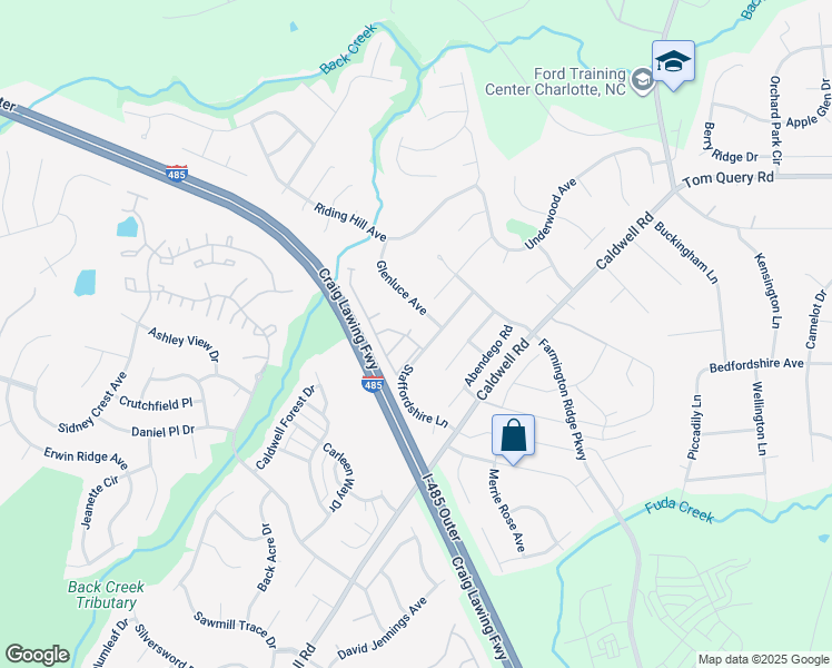 map of restaurants, bars, coffee shops, grocery stores, and more near 3317 Wymering Road in Charlotte