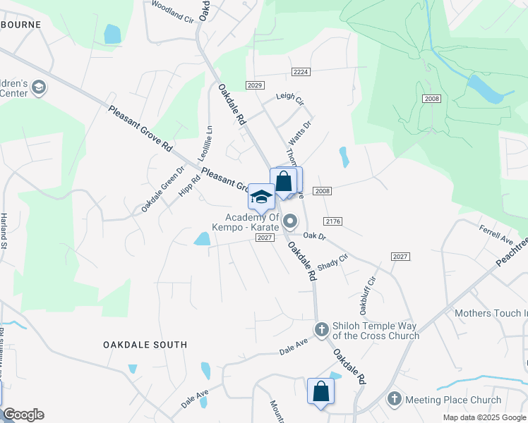 map of restaurants, bars, coffee shops, grocery stores, and more near 1825 Oakdale Road in Charlotte