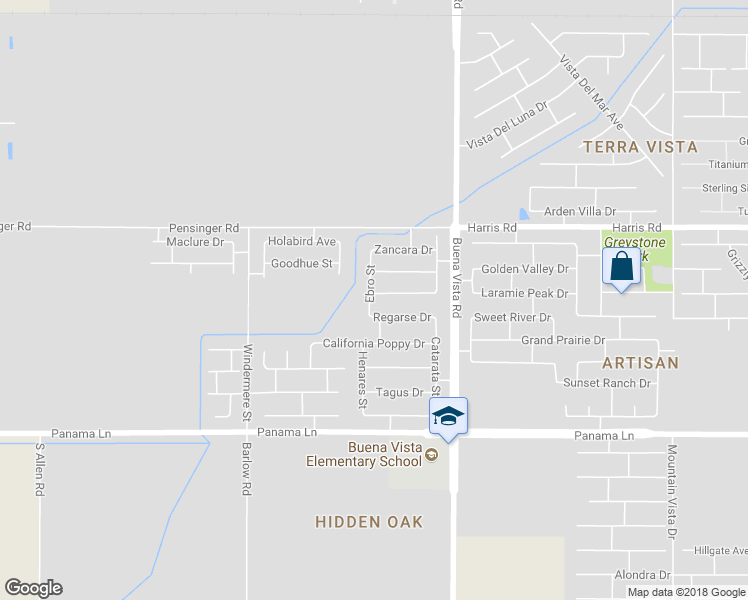 map of restaurants, bars, coffee shops, grocery stores, and more near 11607 Trabancos Drive in Bakersfield