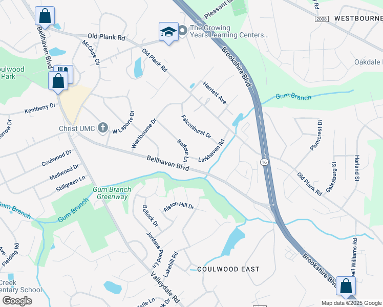 map of restaurants, bars, coffee shops, grocery stores, and more near 1700 Balfour Lane in Charlotte