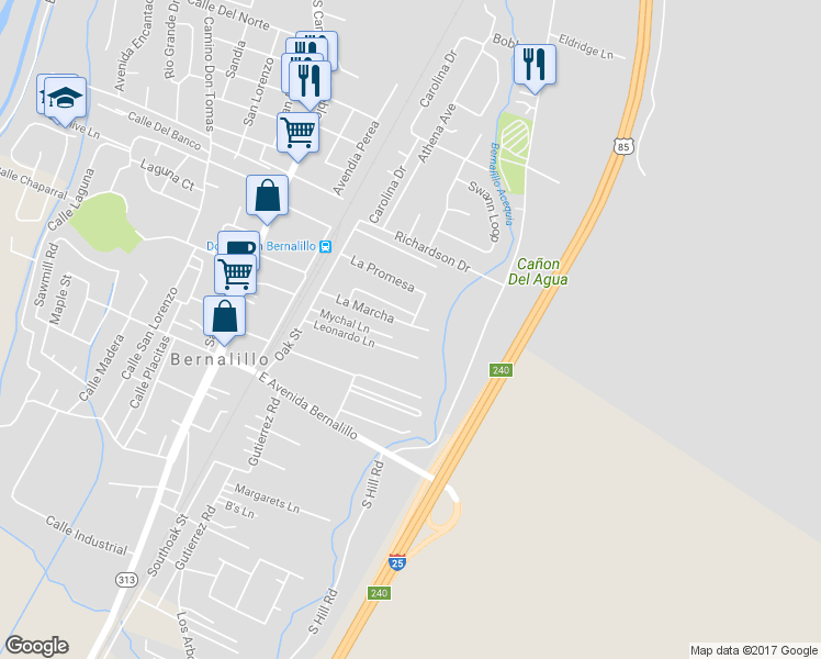 map of restaurants, bars, coffee shops, grocery stores, and more near 409 La Marcha in Bernalillo