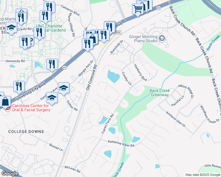 map of restaurants, bars, coffee shops, grocery stores, and more near in Charlotte