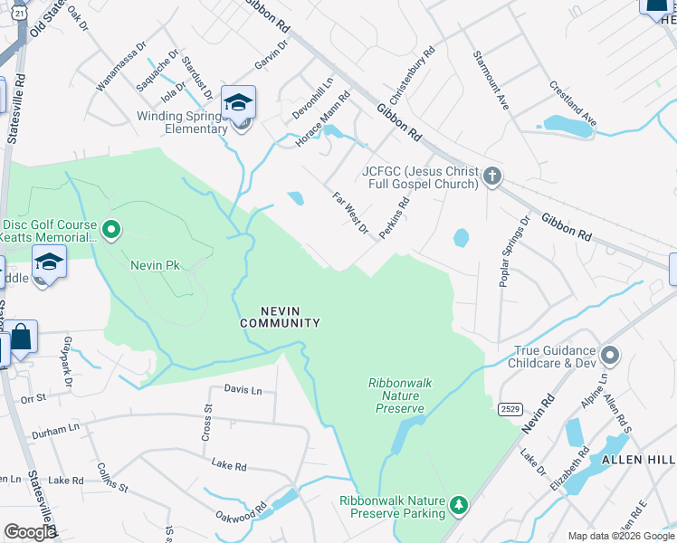 map of restaurants, bars, coffee shops, grocery stores, and more near 4323 Perkins Road in Charlotte