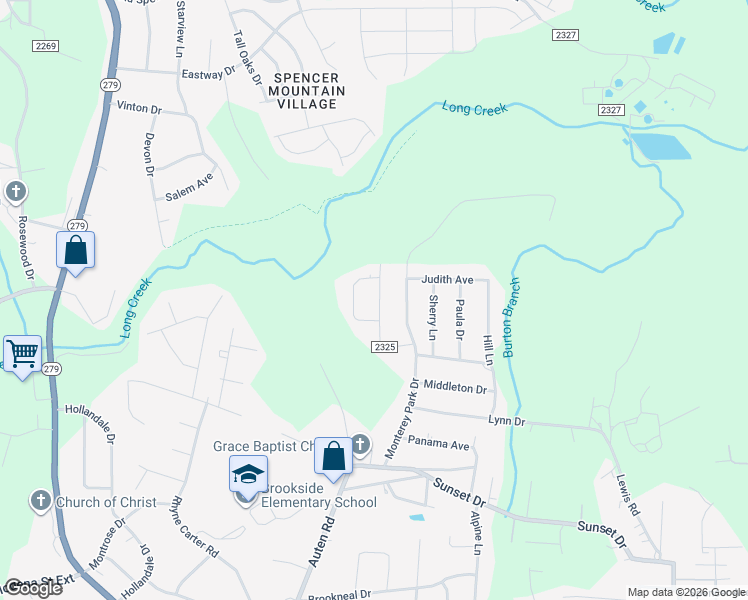map of restaurants, bars, coffee shops, grocery stores, and more near 2819 Douglas Drive in Gastonia
