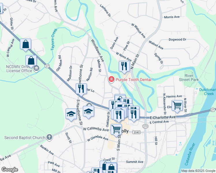map of restaurants, bars, coffee shops, grocery stores, and more near 215 Woodlawn Avenue in Belmont