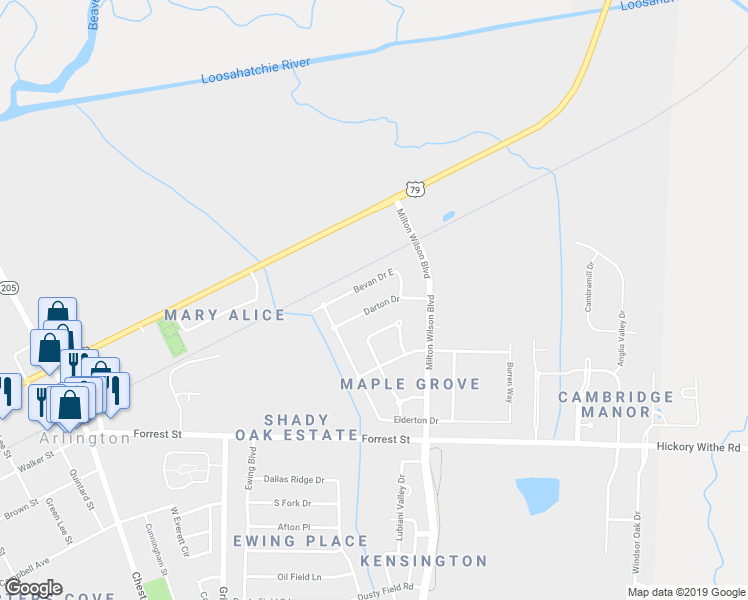 map of restaurants, bars, coffee shops, grocery stores, and more near 12396 Darton Drive in Arlington