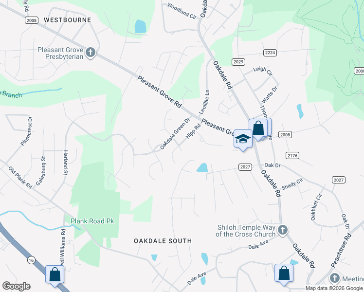 map of restaurants, bars, coffee shops, grocery stores, and more near 6128 Foster Brook Drive in Charlotte