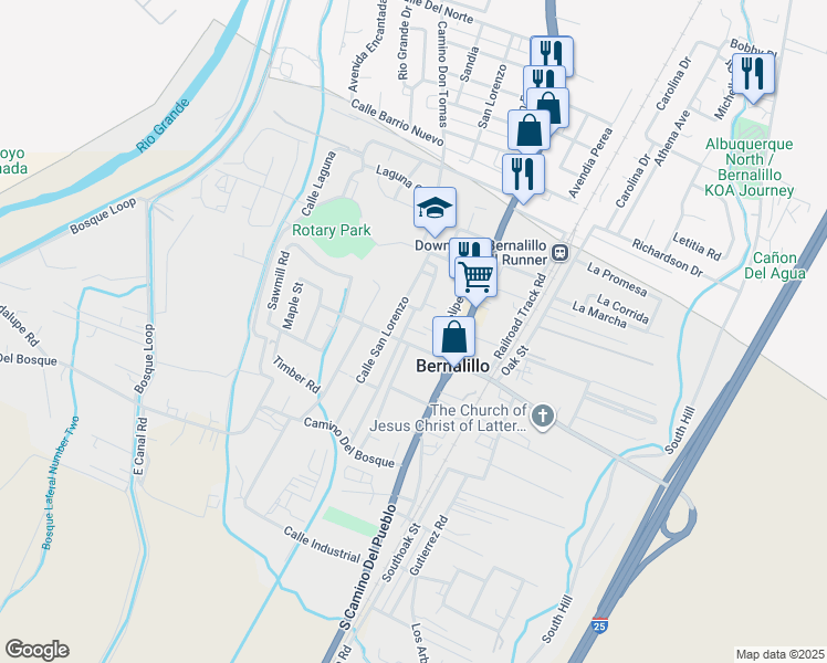 map of restaurants, bars, coffee shops, grocery stores, and more near 1036 Placitas in Rio Rancho