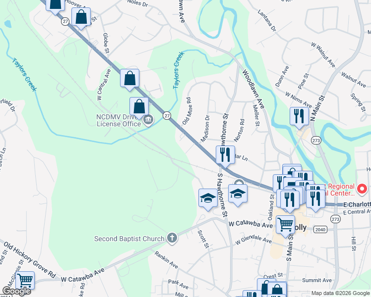 map of restaurants, bars, coffee shops, grocery stores, and more near 110 Hilltop Street in Mount Holly