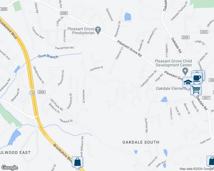 map of restaurants, bars, coffee shops, grocery stores, and more near 6833 Wandering Creek Drive in Charlotte