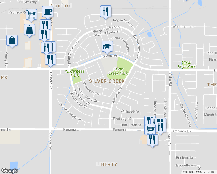 map of restaurants, bars, coffee shops, grocery stores, and more near 6212 Kettlerock Mountain Court in Bakersfield